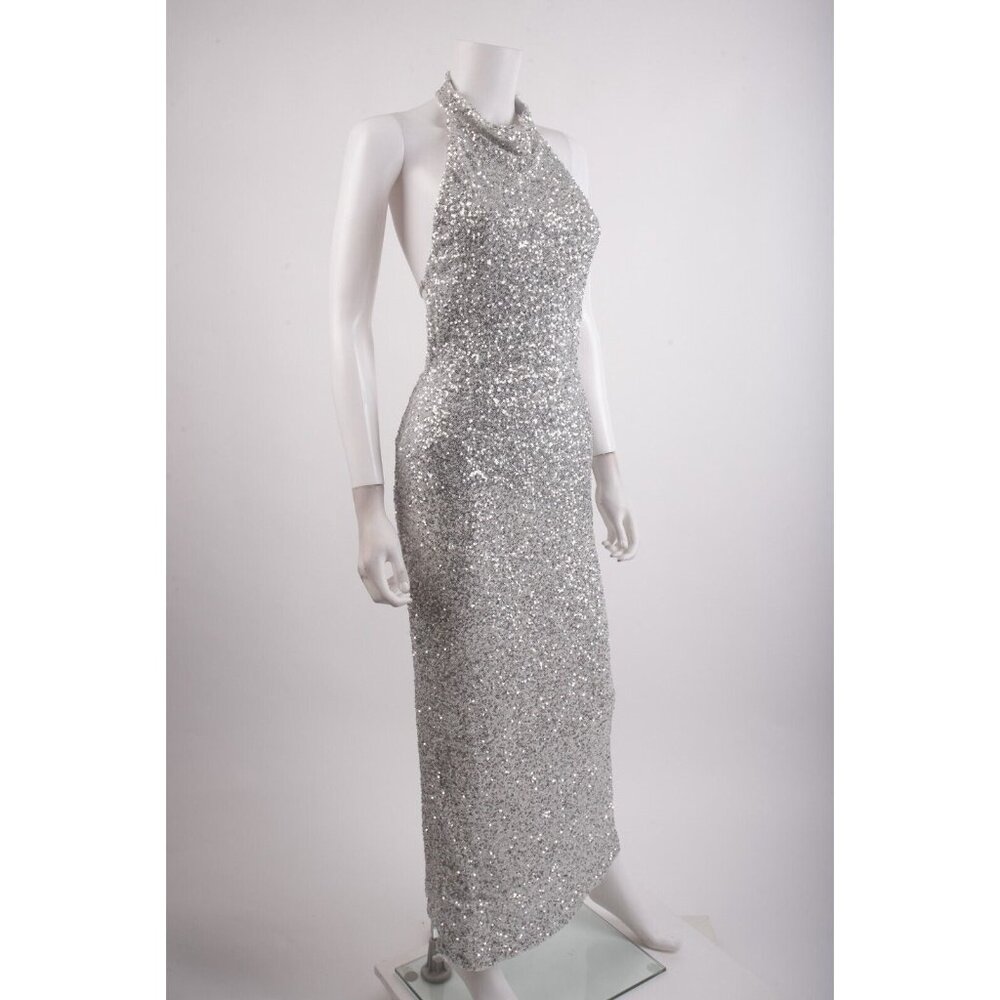 Pull&Bear Silver Sequin Midi Dress - Picture 2 of 6